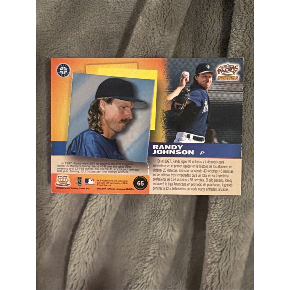 1998 Pacific Invincible - Randy Johnson #65 - Picture 3 of 9